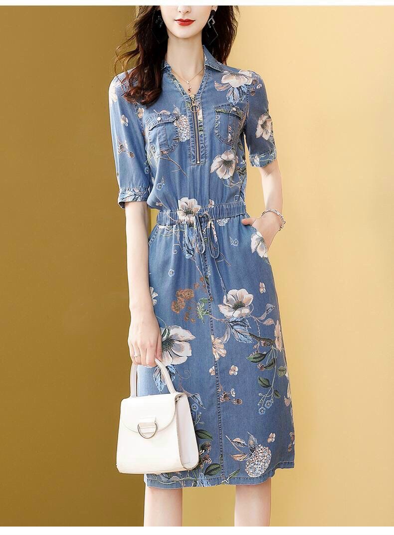 Đầm Delim Hoa Phối Nút Cao Cấp - HN895